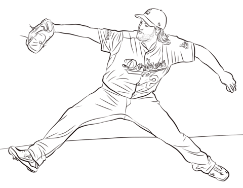 Clayton Kershaw Coloring Page